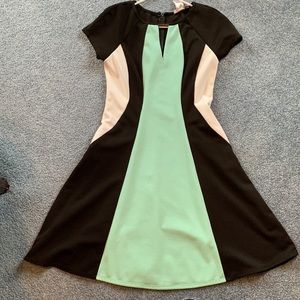 Studio One Black Teal and White Dress Size 6